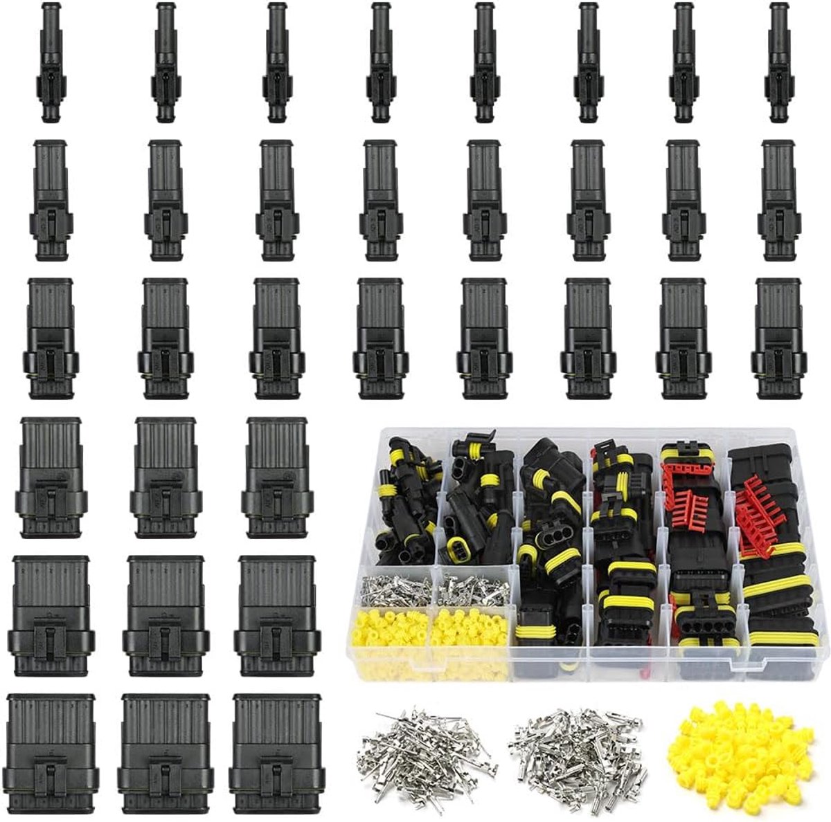 622 stuks waterbestendige elektrische verbindingsstukken, verbindingsstukken voor autobedrading, 1/2/3/4/5/6-pins elektrische verbindingsstukken met doos voor motor, scooter, auto, vrachtwagen, boot
