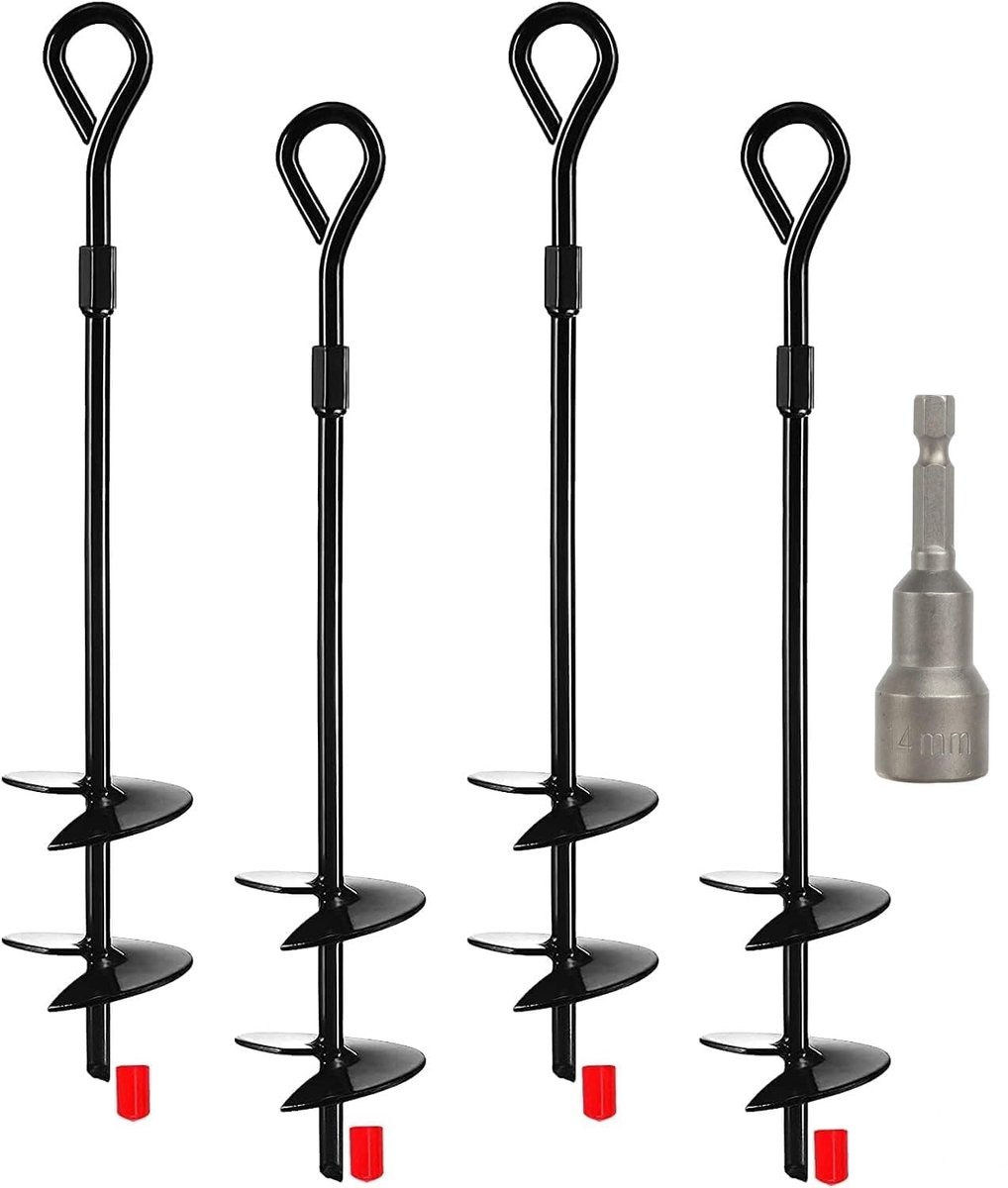 Dailygoods - Set van 4 Grondankers met Dubbele Helix - 40 cm Sterke Tentpalen