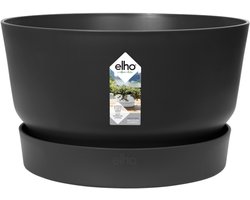 Elho Greenville Schaal 33 - Plantenschaal met Waterreservoir - 100% Gerecycled Plastic - Ø 32.5 x H 19.4 cm - Living black