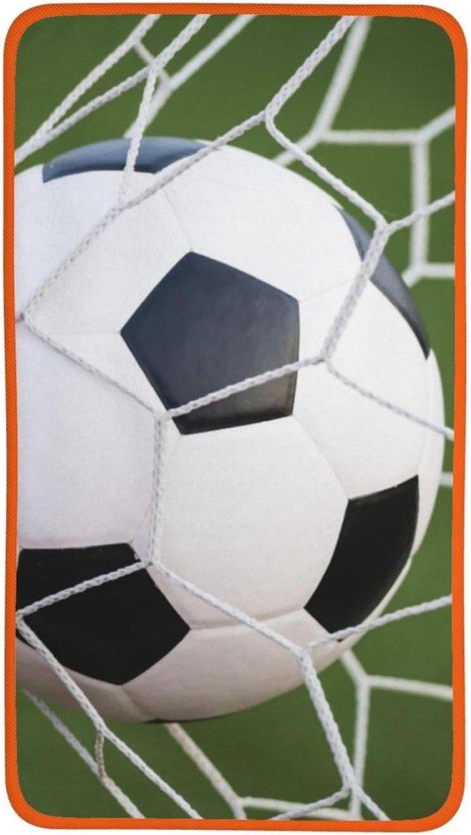 Voetbal Handdoek - Badhandoek Sneldrogend - Strand en Zwembad - Zachte Koraalfleece Stof - 71 x 40.5 cm - Oranje