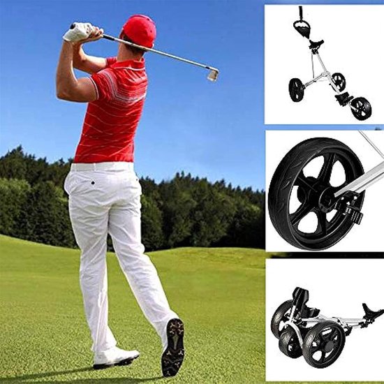 Golfkar met 3 wielen - Opvouwbare duwkar - Sport en outdoor - Met voetrem en bekerhouder - 165 cm lengte — afbeelding 2