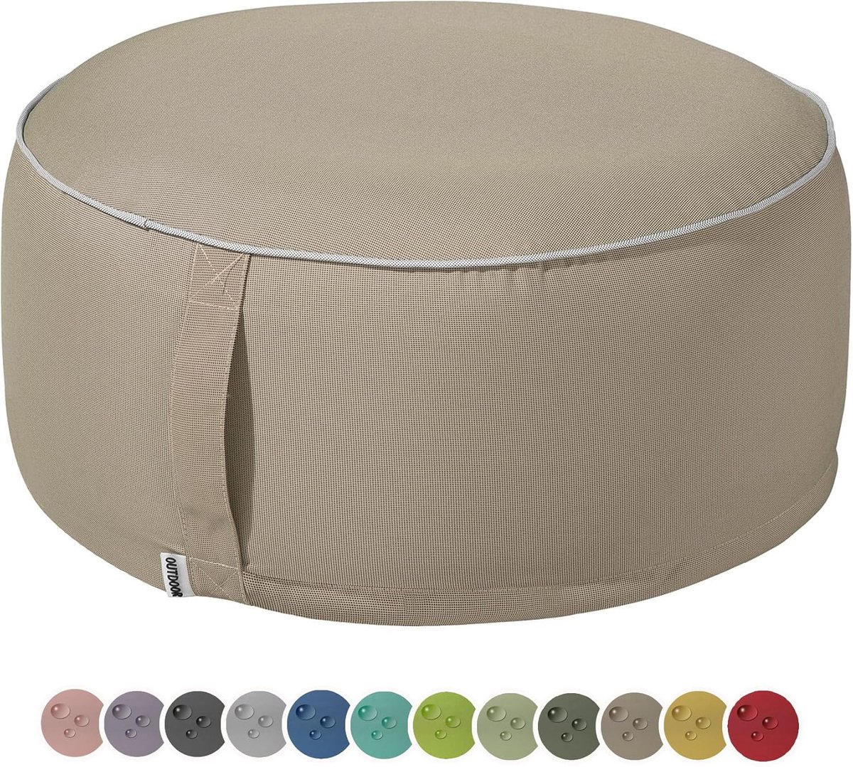 SnelShoppen - Weerbestendige Outdoor Pouffe Zitzak Kussen 25 x 55 cm - Opblaasbare Voetsteun, Tuinbank, Lounge Tafel, Decoratie, Taupe