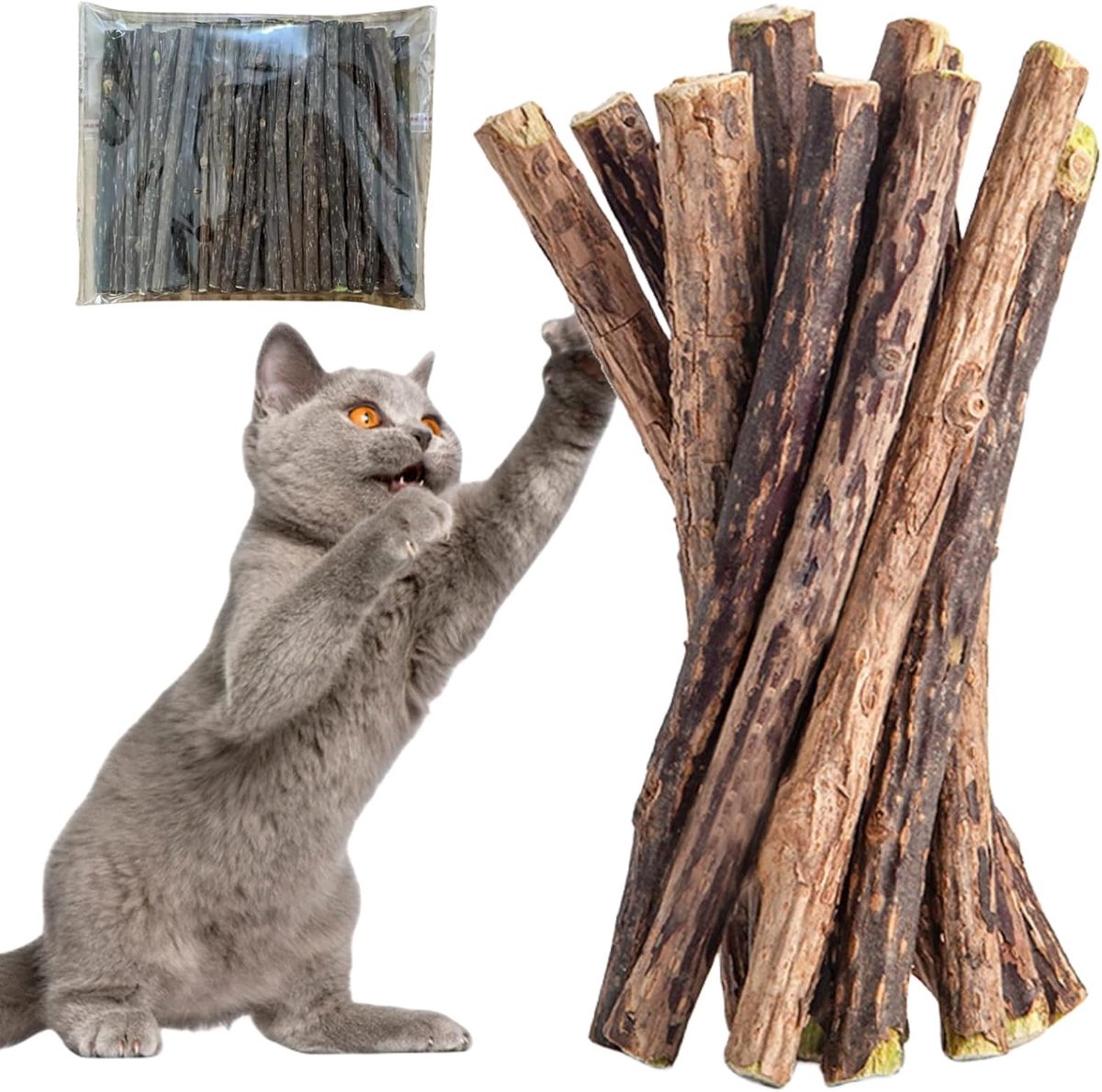 SnelShoppen - Matatabi Kattenkruidstokken - 40 Stuks Kauwhouten Kattenkruiden - Speelgoed voor Katten - Natuurlijk en Duurzaam - Ideaal voor Speelplez