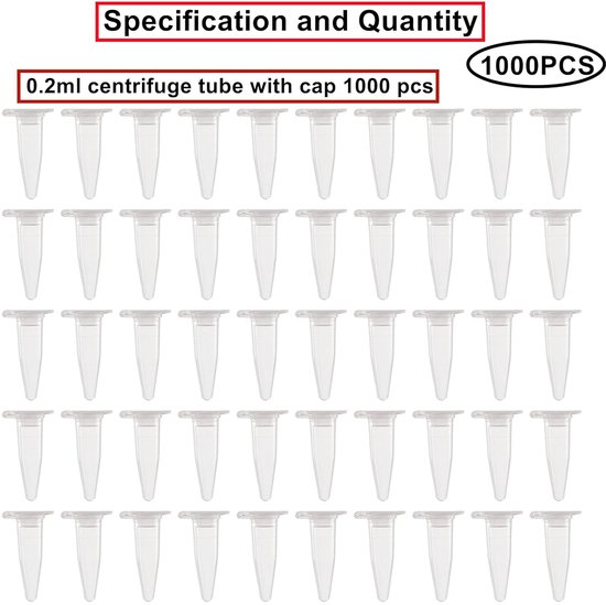 Centrifugebuisjes - Microbuisjes Conisch - Laboratorium Opslag - Afgestudeerd en Transparant - 1 ml - Transparant — afbeelding 3