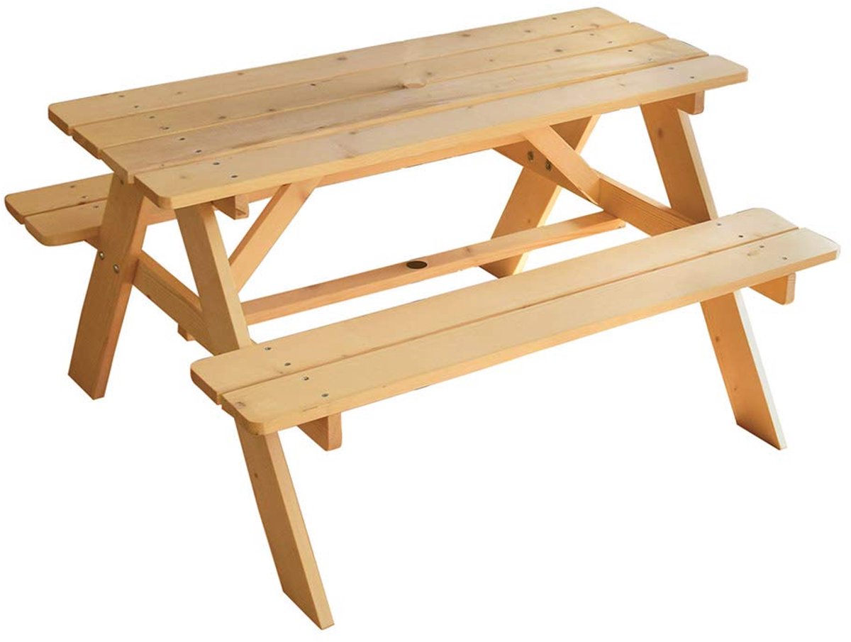 SnelShoppen - Fun House Picknicktafel voor Kinderen van Hout, Grenen, Buiten Speelgoed, Tuinmeubilair, Voor Feesten en Spelletjes, Kindvriendelijk, 12