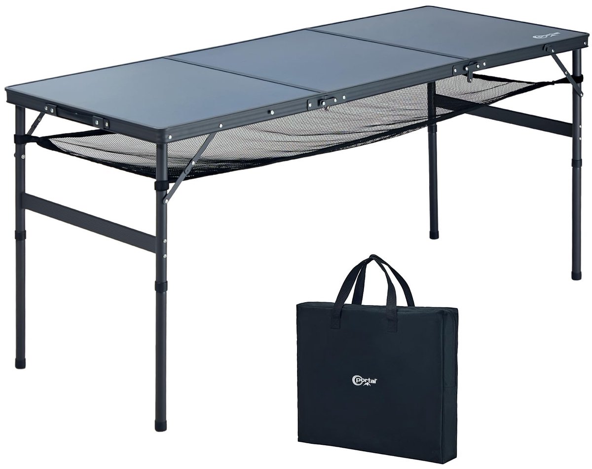 SnelShoppen - Portal 150cm Picknicktafel - Houten Tuin Tafel voor Camping, Feest, Tuin, Kinderen - Stevige en Duurzame Opklapbare Tafel - Perfect voor