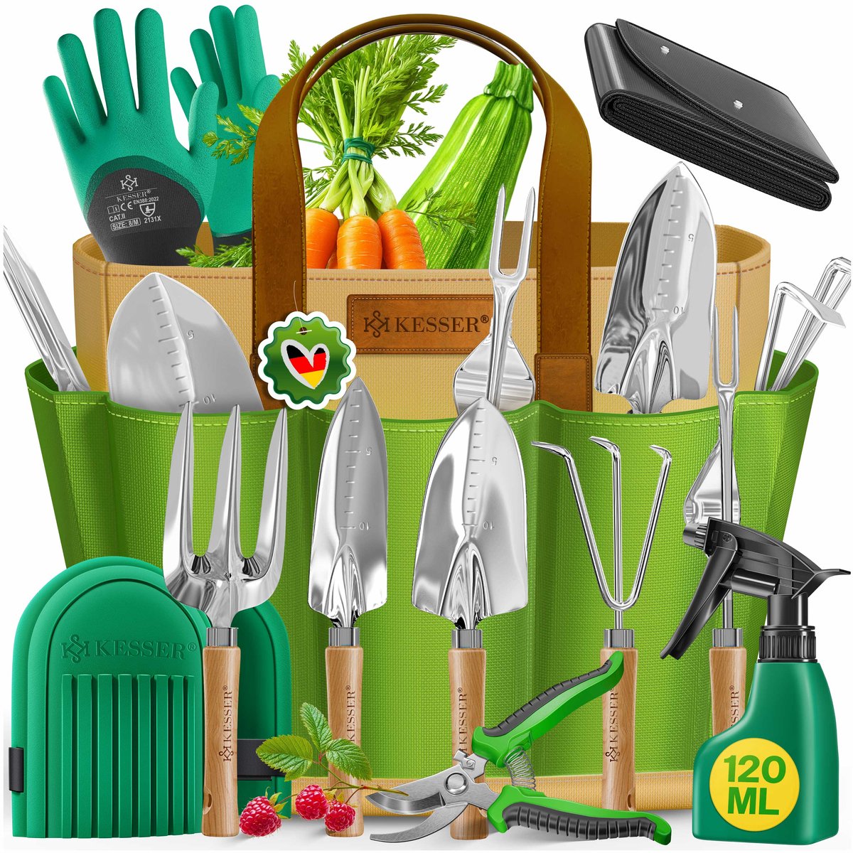 KESSER® 10-delige Tuinset met Ergonomische Handvatten en Tas