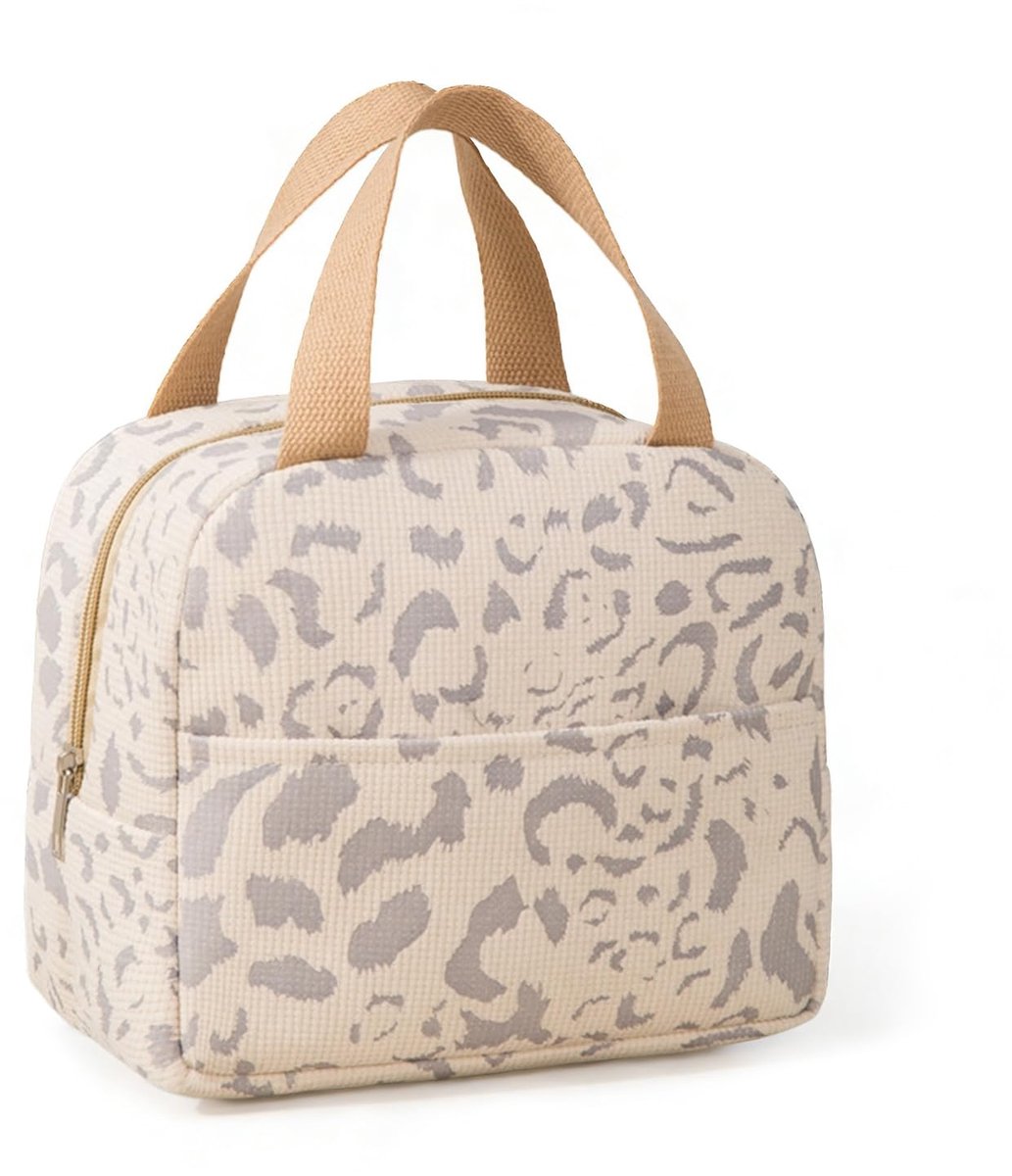 SnelShoppen - Mini-koeltas 6L - Draagbare Isolatietas voor Lunch, Warm en Koud - Beige Lunchtas voor Werk, School, Camping en Reizen - Compact en Prak