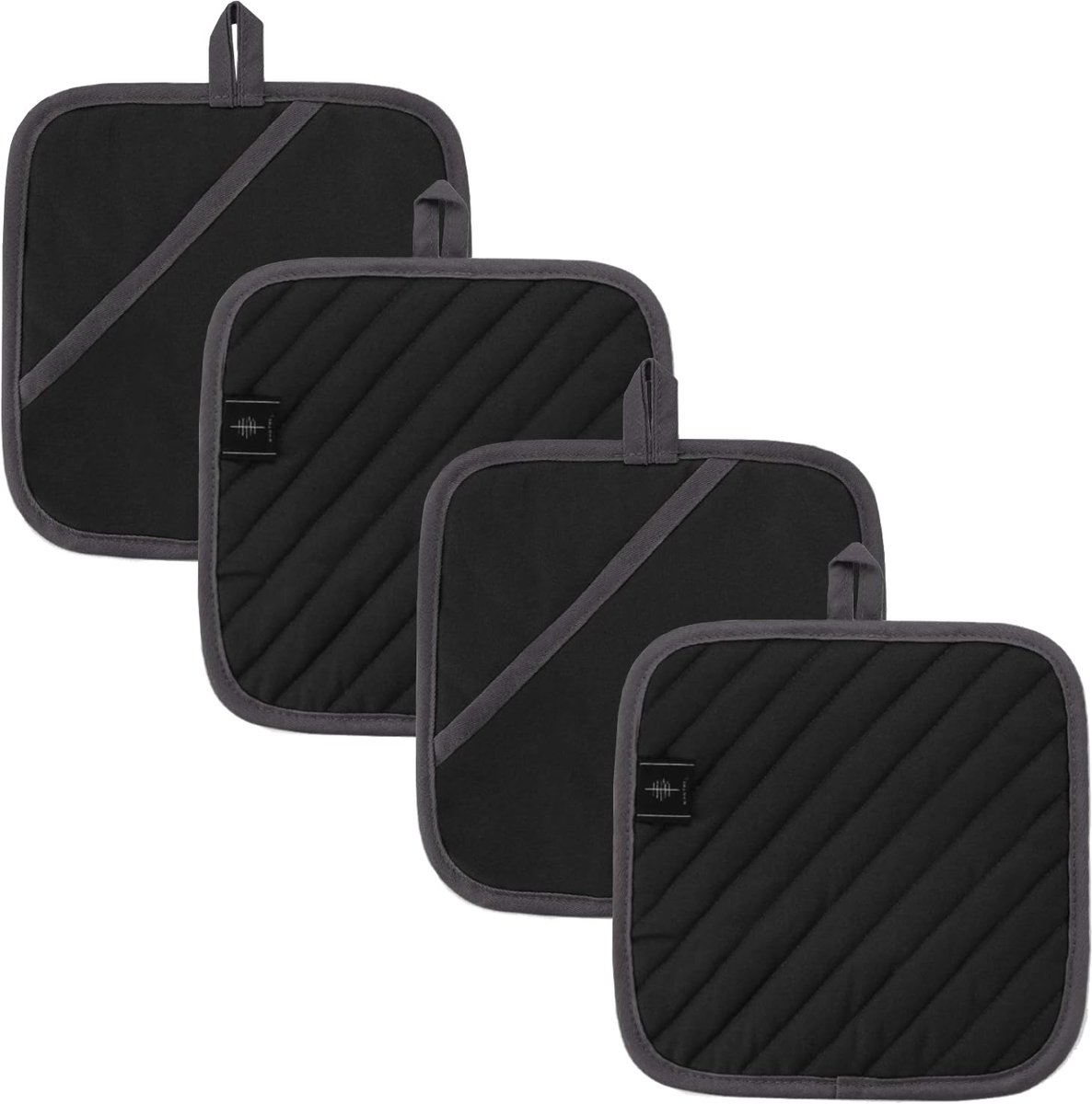 SnelShoppen - BONTHEE Pannenlappen 20 cm - Antislip, Duurzaam Keukengerei - Zwart - 4 Stuks voor Koken en Bakken