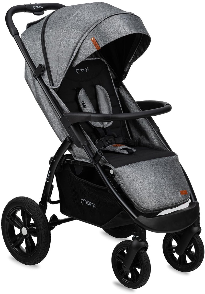 SnelShoppen - Kinderbuggy MoMi Miya - Verstelbare 5-punts veiligheidsgordel, boodschappenmand, voetzak, bekerhouder, regen- en insectenbescherming - G