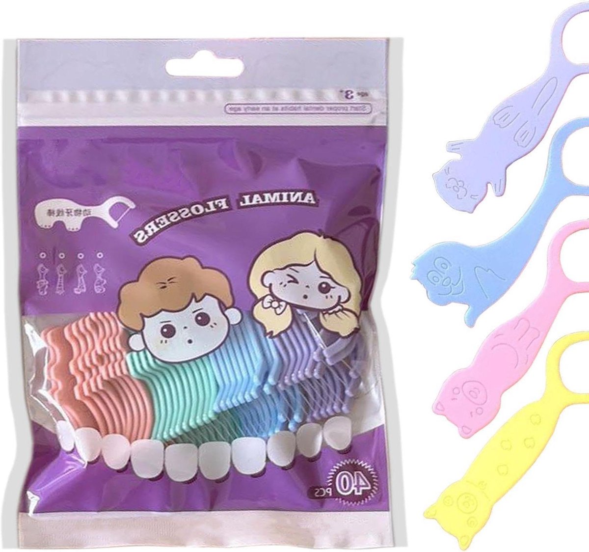Floss Picks - Tandenstokers - Mondhygiëne - Hoog-elastische draad - 40 stuks - Multicolor