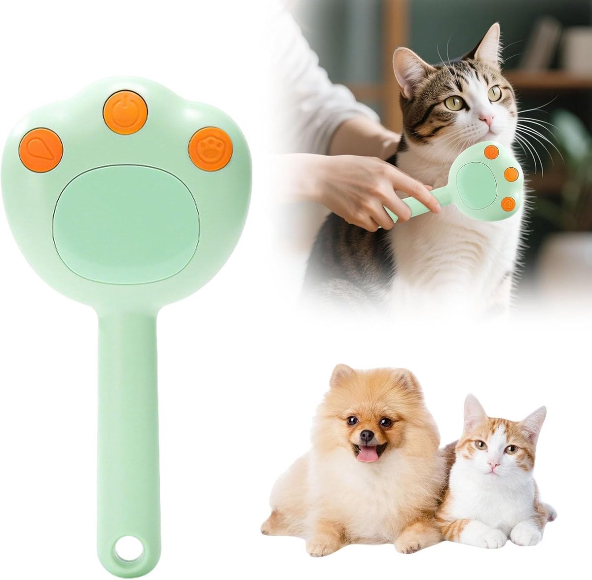 KZQ Multifunctionele stoom borstel voor katten en kleine honden - Fijne waternevel voor reiniging en vachtverzorging - Perfect voor thuis en reizen - Groen