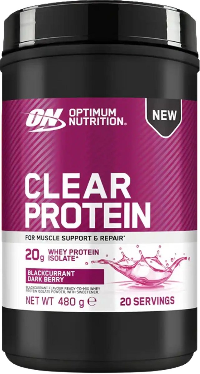 Optimum Nutrition Clear Whey Protein - Dark Berry Proteine Poeder - Eiwitshake - Eitwit Limonade - 480 gram (20 servings)