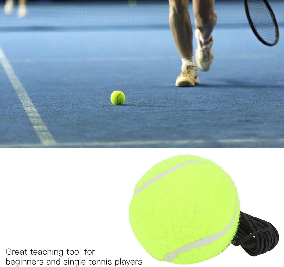 Tennisbal Trainingsbal - Oefenbal Tennistrainer - Verbeteren Tennisvaardigheden - Elastisch 4m Touw - Standaard Maat - Geel