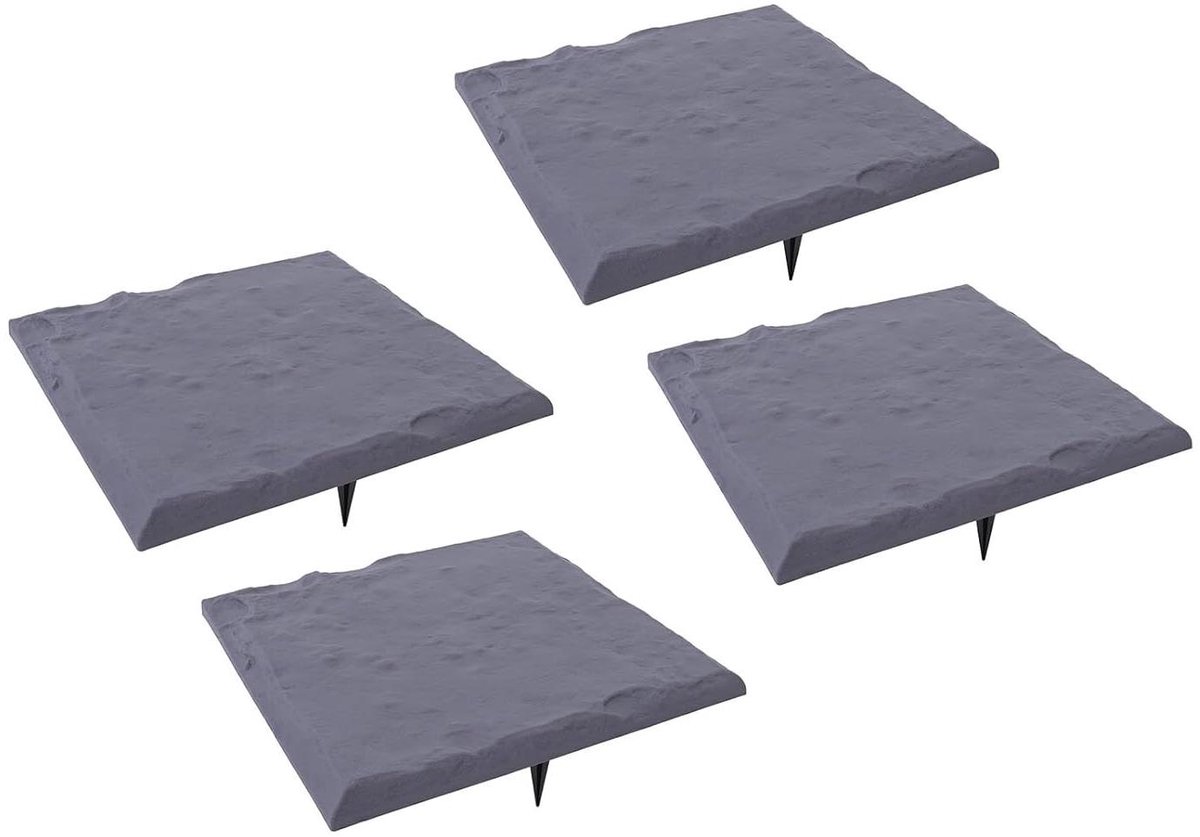 Stapstenen Kunststof - Tuinpad Stenen - Tuinpad Aanleggen - Weerbestendig Materiaal - 4 Stuks - Zwart