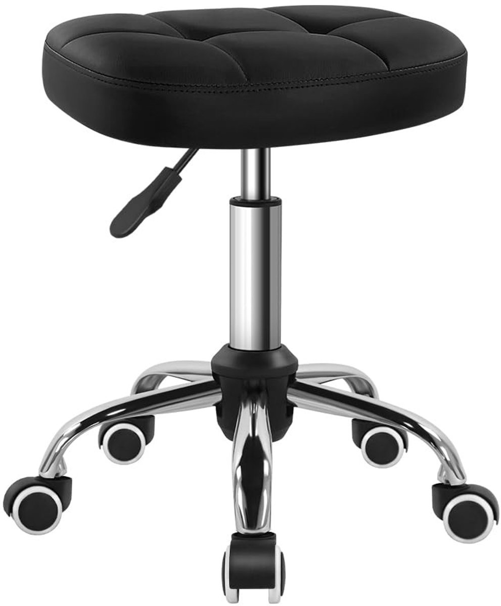 Dailygoods - Zwart Minimalistische Draaistoel met Wielen - Hoogte Verstelbare Stoel voor en Massage