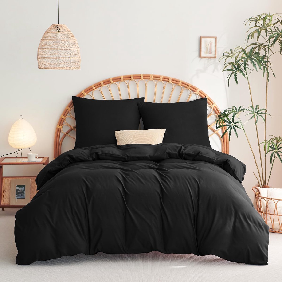 SnelShoppen - WAVVE Dekbedovertrekset 260 x 240 cm met 2 Kussenslopen 65 x 65 cm - Beddengoedset voor Tweepersoonsbed 200 x 200 cm - Microvezel - Zwar