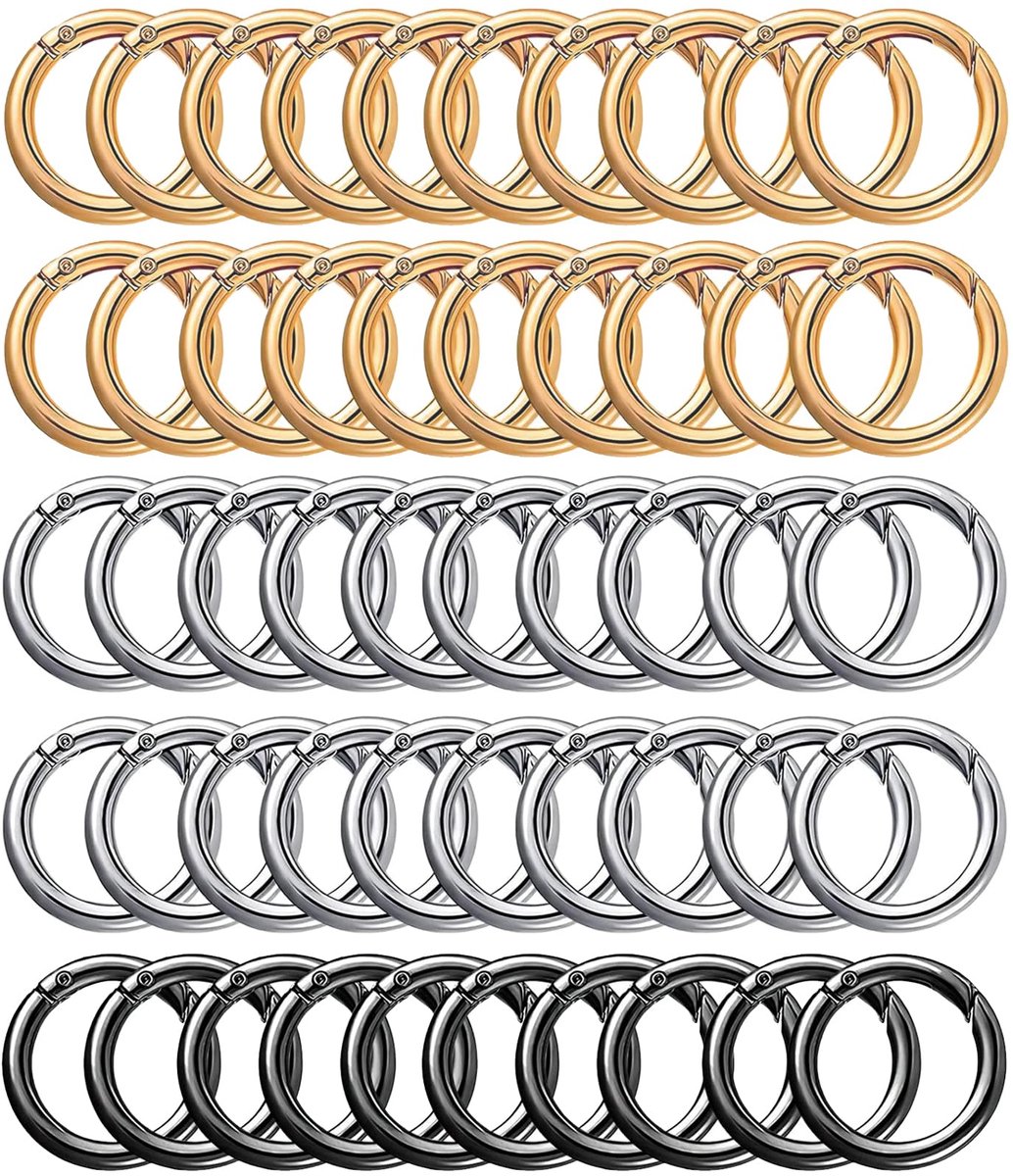 Dailygoods - Pack van 50 27 mm Ronde Carabiner O-Ring Sleutelhangers voor DIY Craft