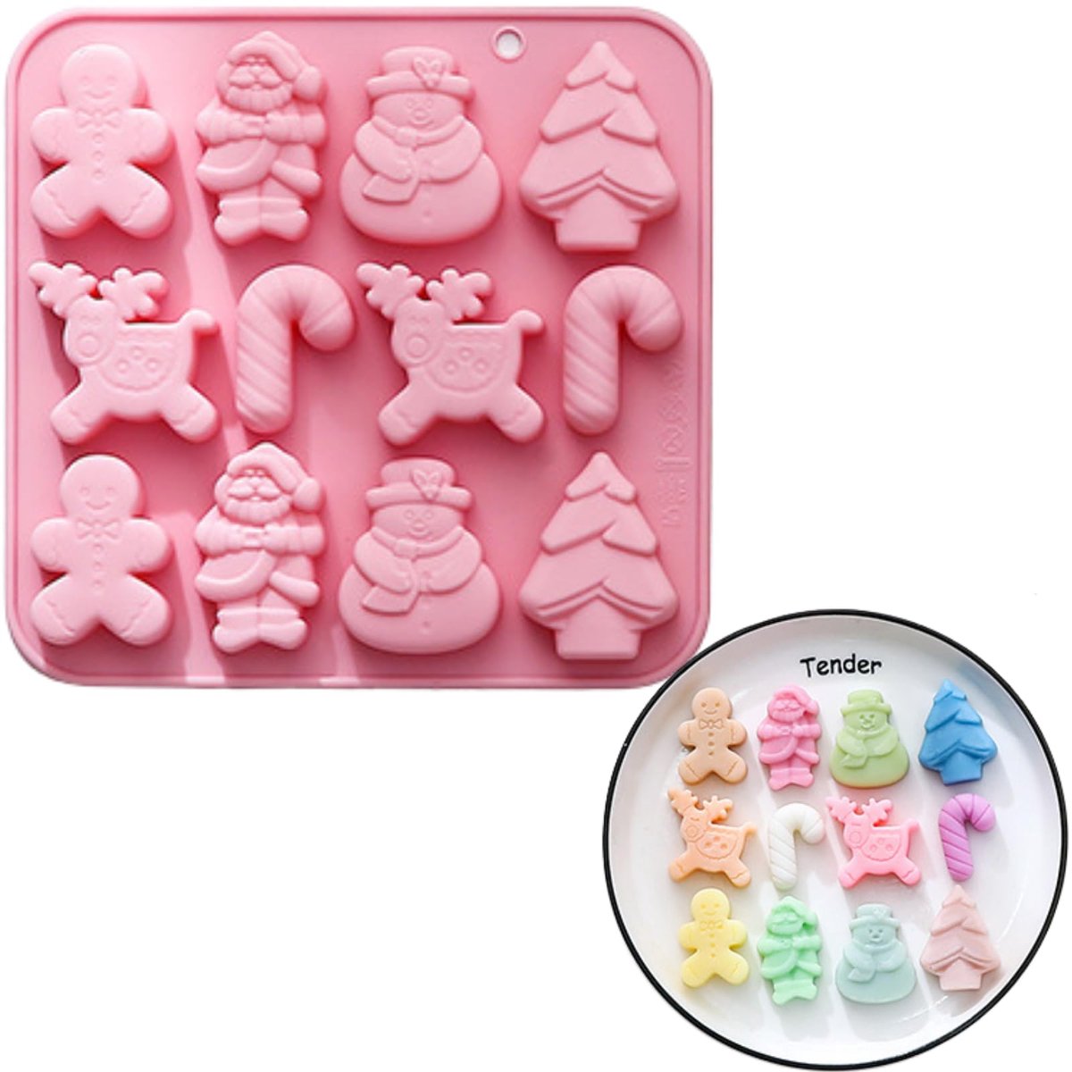 Dailygoods - Kerst Siliconen Mal voor Chocolade en Snoep - 12 Holtes