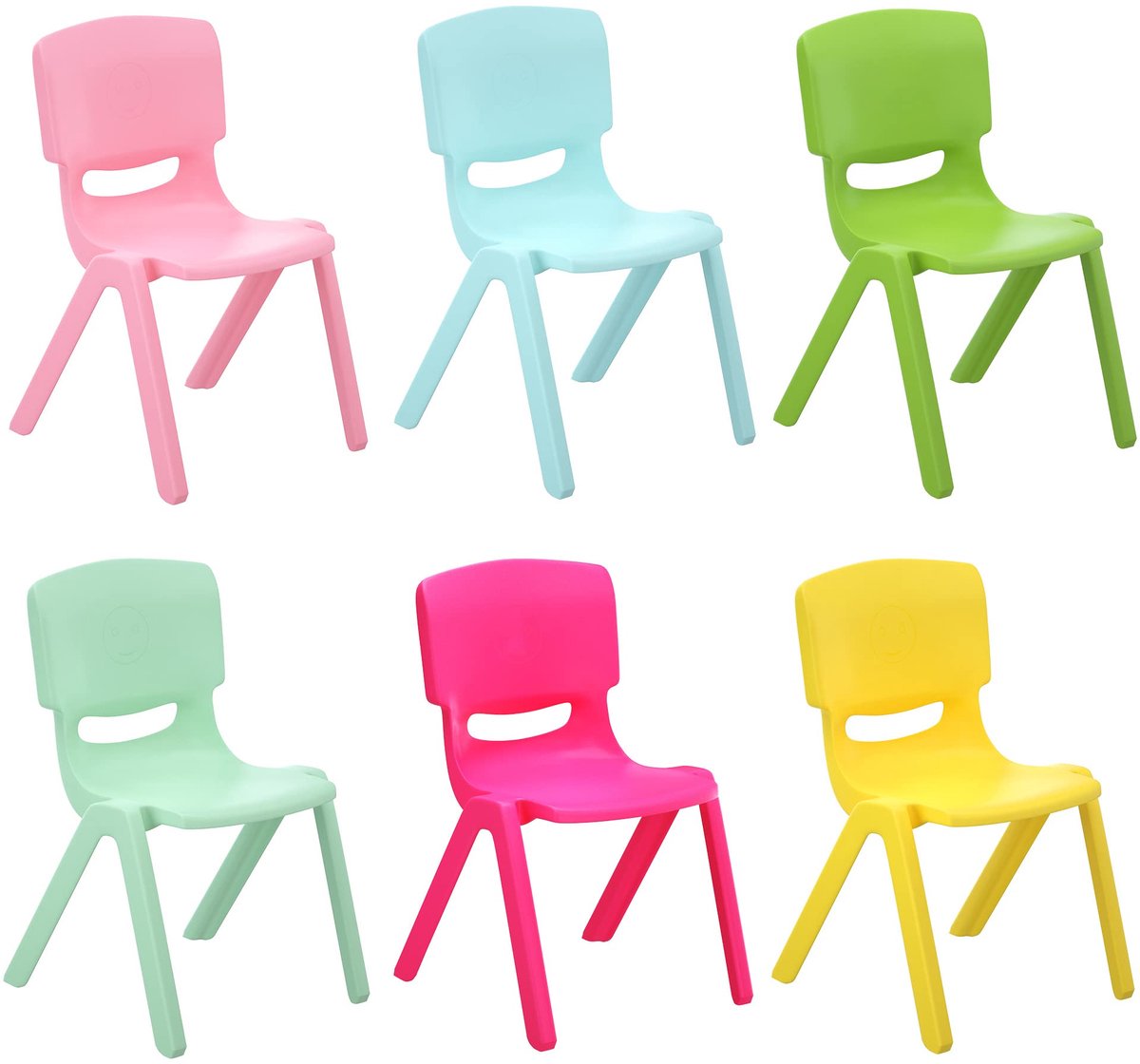 SnelShoppen - Set van 6 Stapelbare Kinderstoelen - Kleurrijke Plastic Stoelen voor Binnen en Buiten - Ideaal voor Feesten, Spelen en de Tuin