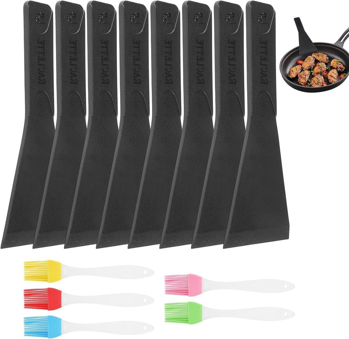 Raclette spatels - Kaas schuivers - Gezellig tafelen - Anti-aanbaklaag - 8 stuks - Zwart