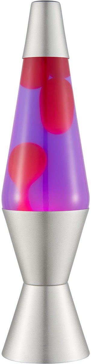 SnelShoppen - Lavalamp 2121 - Roze Was, Paarse Vloeistof, Zilveren Voet en Kap, Originele 14,5 Inch Bewegingslamp voor Feest, Kinderen, Slaapkamer, Wo