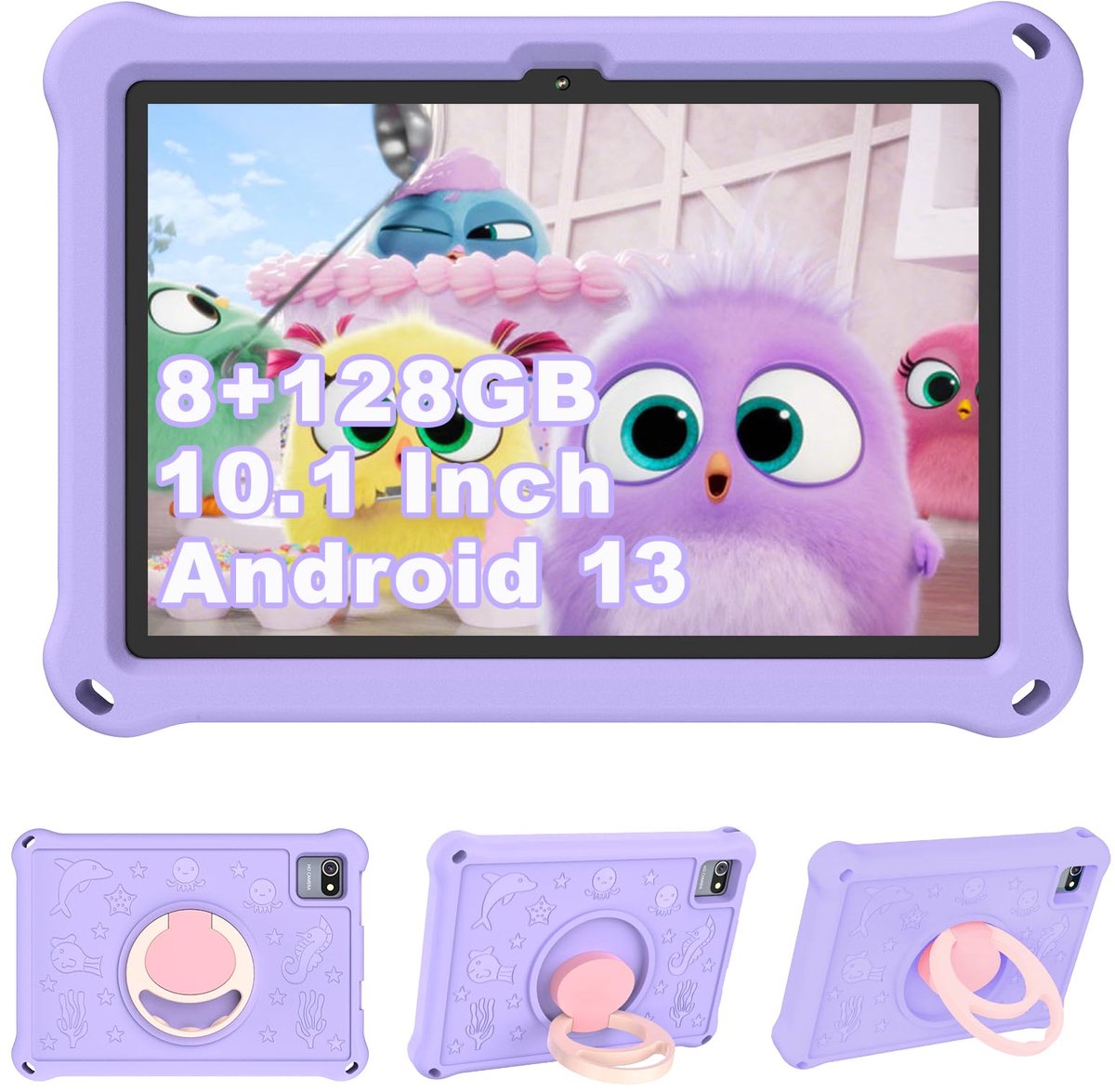 SnelShoppen - YOBWOK Kindertablet 10,1 inch met Wifi, Android 13, 8 GB RAM, 128 GB ROM, Ouderlijk Toezicht, 6000 mAh, Educatief, HD 1280X800, Google P