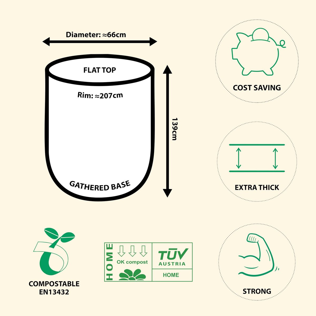 SnelShoppen - 240 Liter Biologisch Afbreekbare Keuken Bin Liners en Tuinzakken - 30 Stuks Composteerbaar - Perfect voor Keuken, Tuin, Feest en Camping