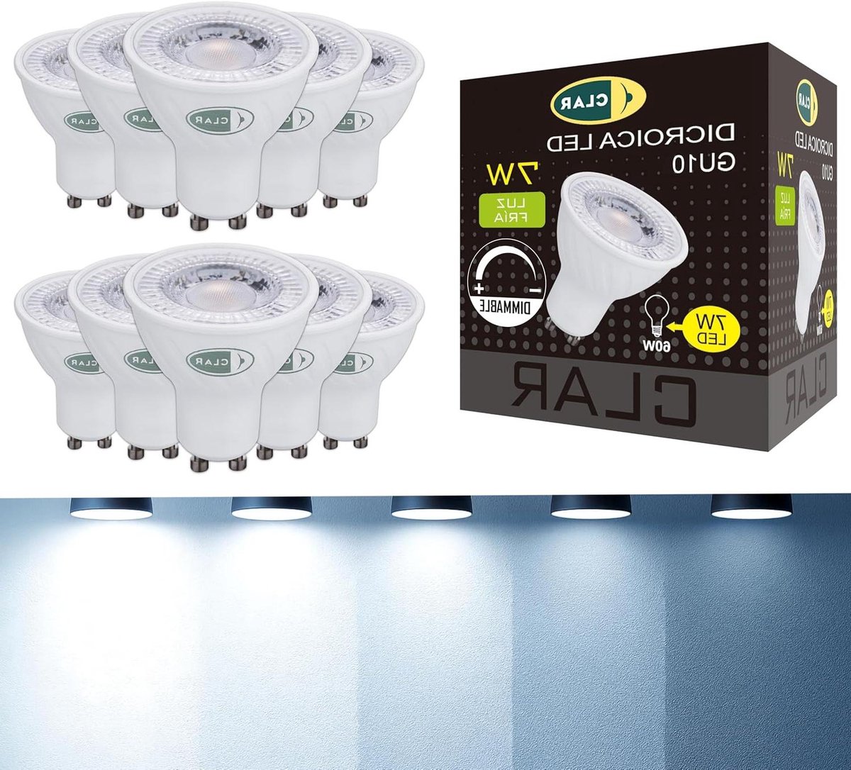 Led Lampen - Spots Dimbare - Gerichte Verlichting - Hoge Kleurweergave - 10 Stuks - Koel Wit