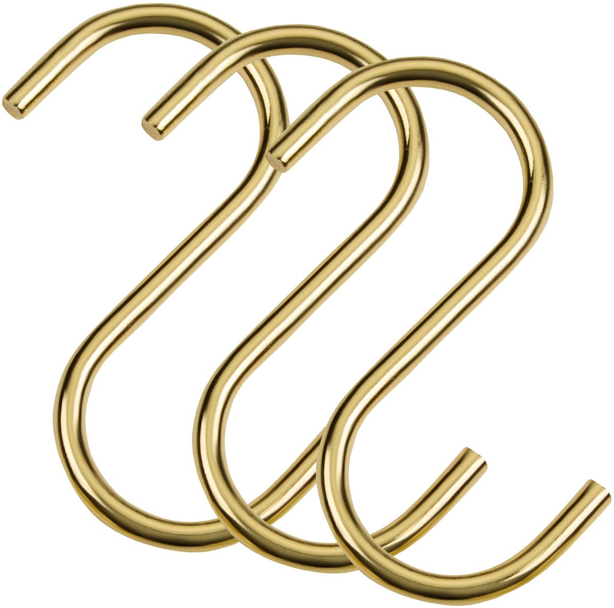 SOTECH set van 3 S-haken antiek goud gegalvaniseerd voor ronde stangen tot Ø 30 mm voor garderobes, keukenrelingen, kledingstangen en nog veel meer.