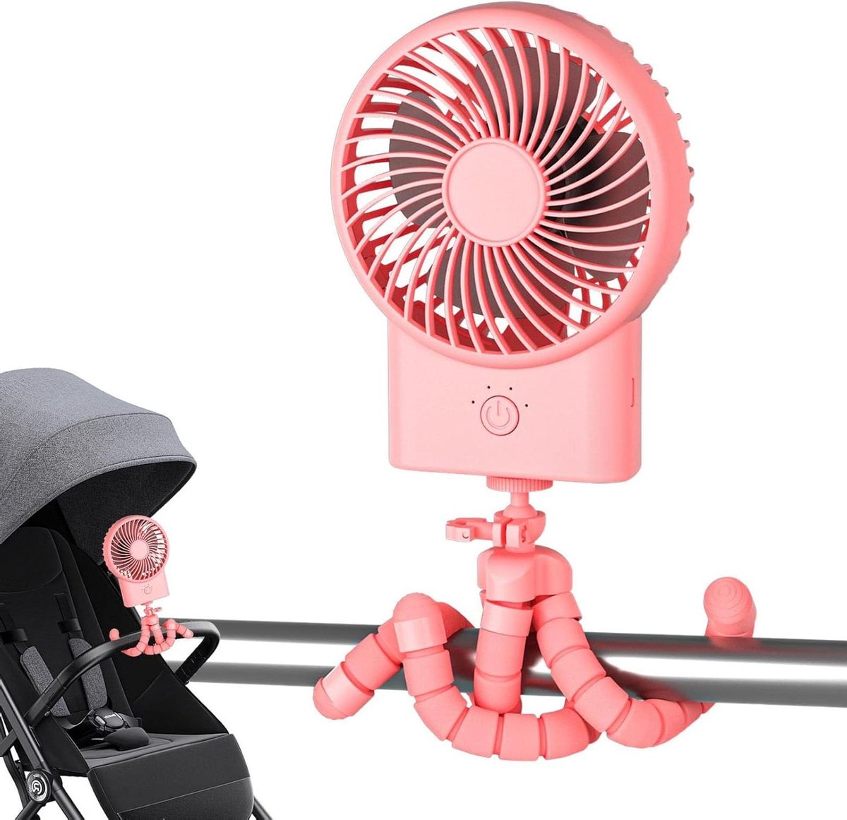 Stroller Fan - Baby Fan - Baby Koel Houden - Flexibele Octopus Pootjes - 12 x 15.5 x 6 cm