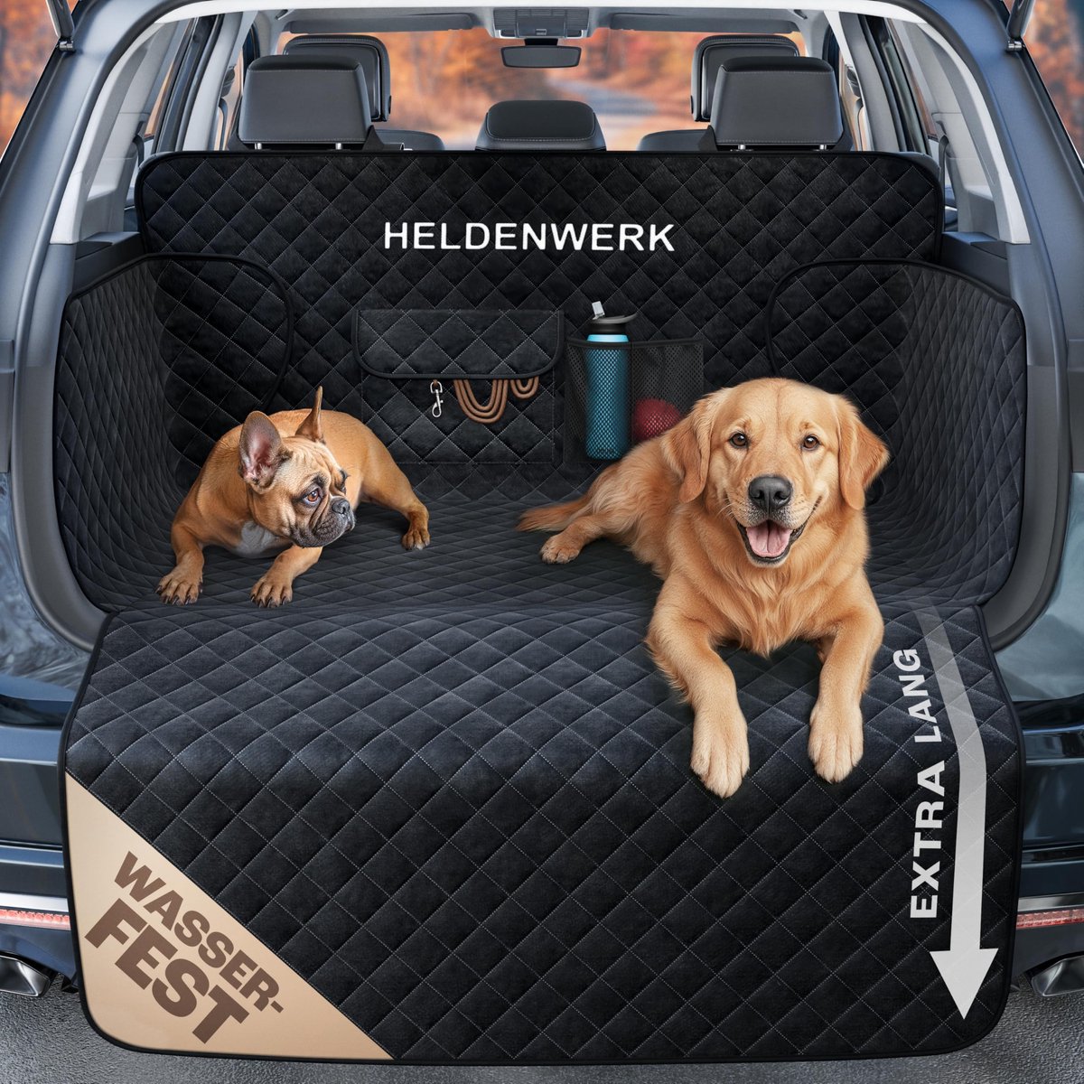 SnelShoppen - Kofferbakbescherming voor Honden - Gewatteerd, Waterdicht, Krasbestendig, Universele Hondendeken met Zij- en Bumperbescherming voor Auto