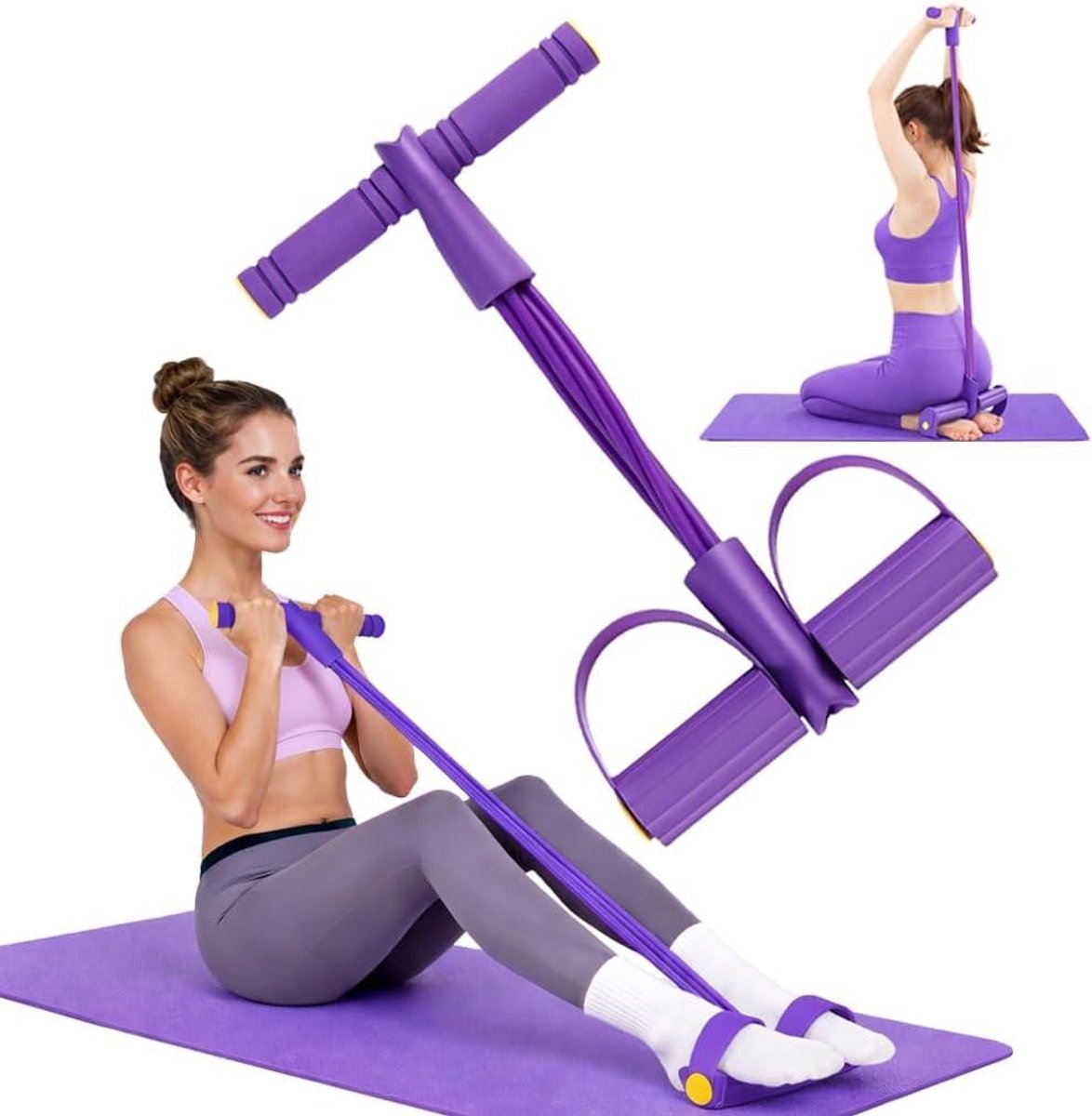 Abdominal Trainer - Weerstandsband Set - Thuis Fitness - Zes Sterke Tubes - 20 x 15 cm - Zwart