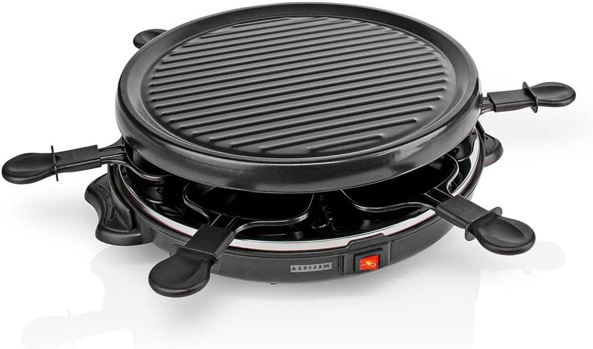 Raclette Gourmet Tafelgrill - Elektrische Grillplaat - Gezellig Eten - Antiaanbaklaag - 29 cm - Zwart