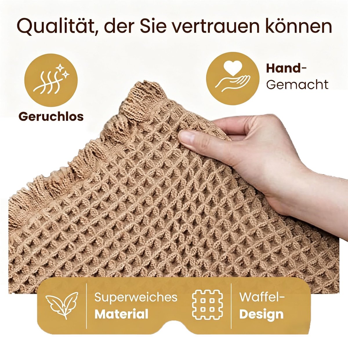 SnelShoppen - Badkamermat Antislip Wasbaar Douchemat Boho Decoratieve Deurmat 50 x 80 cm Bruin Set van 2 voor Badkamer en Douche
