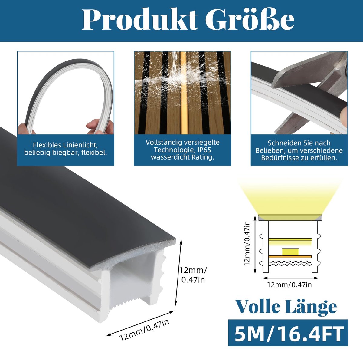 SnelShoppen - Flexibel Led-Siliconen Profiel 12 x 12 mm, 3 m Neonopbouwprofiel voor Ledstrip, Gelijkmatige Verlichting voor Slaapkamer en Woonkamer, P