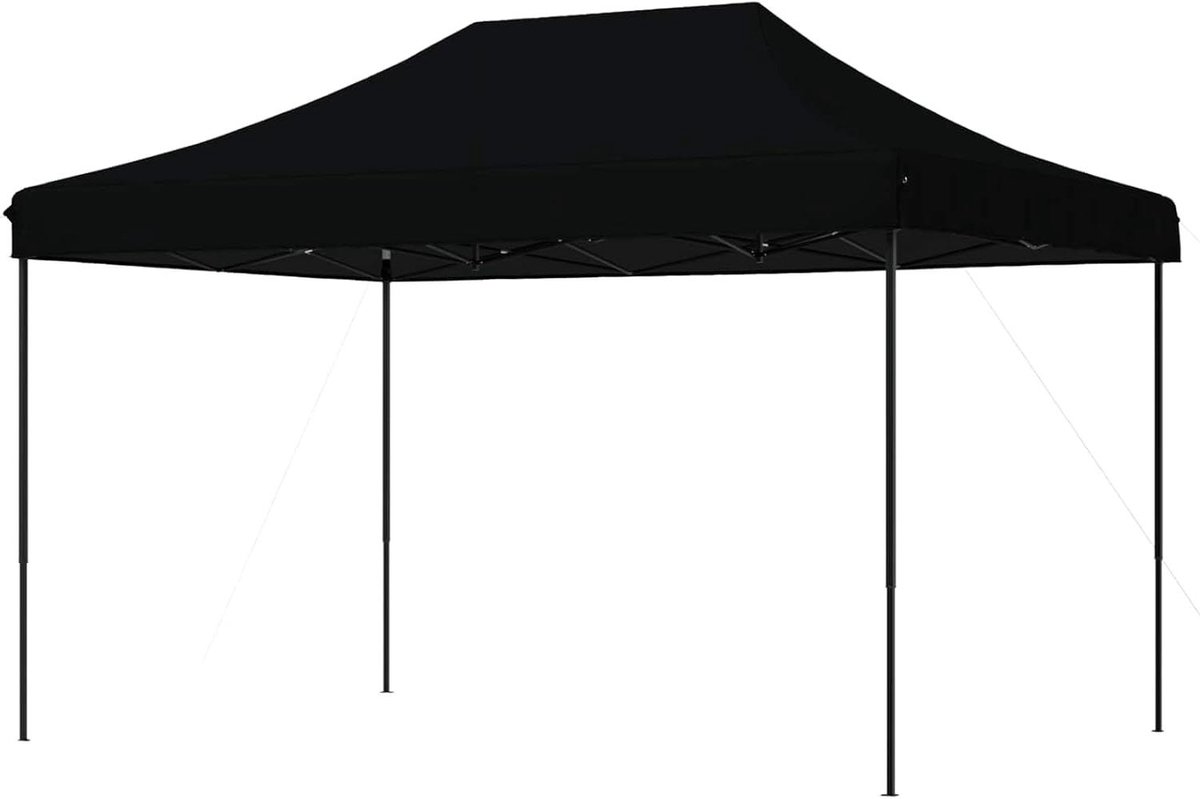 Partytent Opvouwbaar - Feesttent Tuintent - Buitenfeesten Organiseren - Gepoedercoat Stalen Frame - 410 x 315 x 279 cm - Zwart