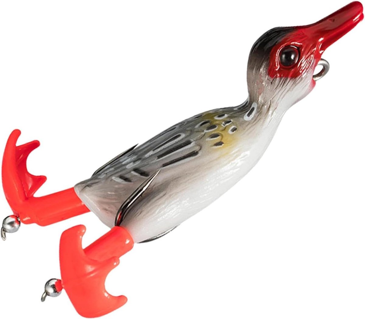 Eend Kunstaas - Zwemend aas - Vissen op roofvis - Draaibare flippers - 9 cm - Grijs