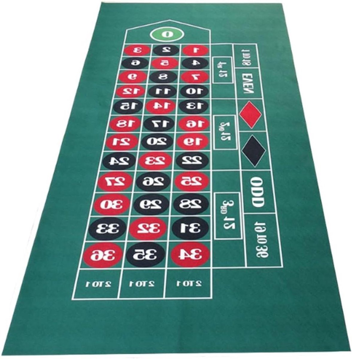 Roulette Speeltafelmat - Poker Tafelkleed - Thuis Spelletjesavond - Versterkte Naden - 180 x 90 cm - Groen