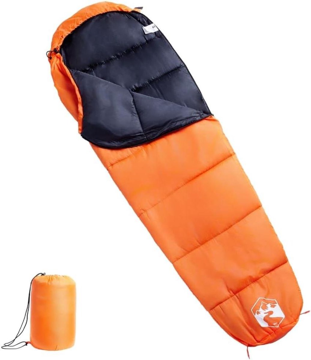Mummieslaapzak Volwassenen - Draagbare Slaapzak Kamperen - Buiten Activiteiten - Waterbestendig Polyester - 193 x 64 cm - Oranje Zwart