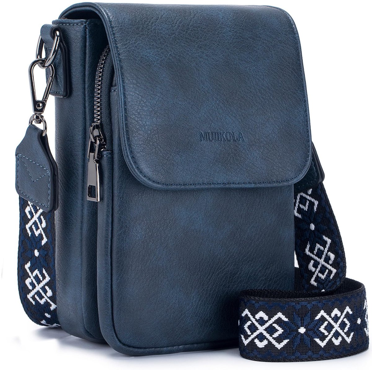 SnelShoppen - MUIIKOLA Kleine Telefoontas, PU-Lederen Damestas met Kaartsleuven, Verstelbare Brede Riem, Crossbody Tas voor Vrouwen met Meerdere Zakje