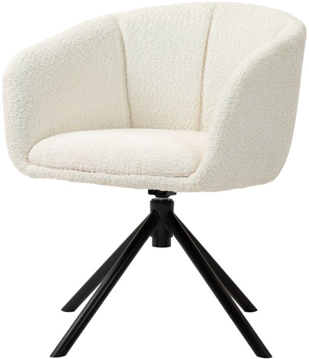 Draaifauteuil – Armstoel – Fauteuil – Zetel – Loungestoel – Crème Wit – 360 Graden Draaiba