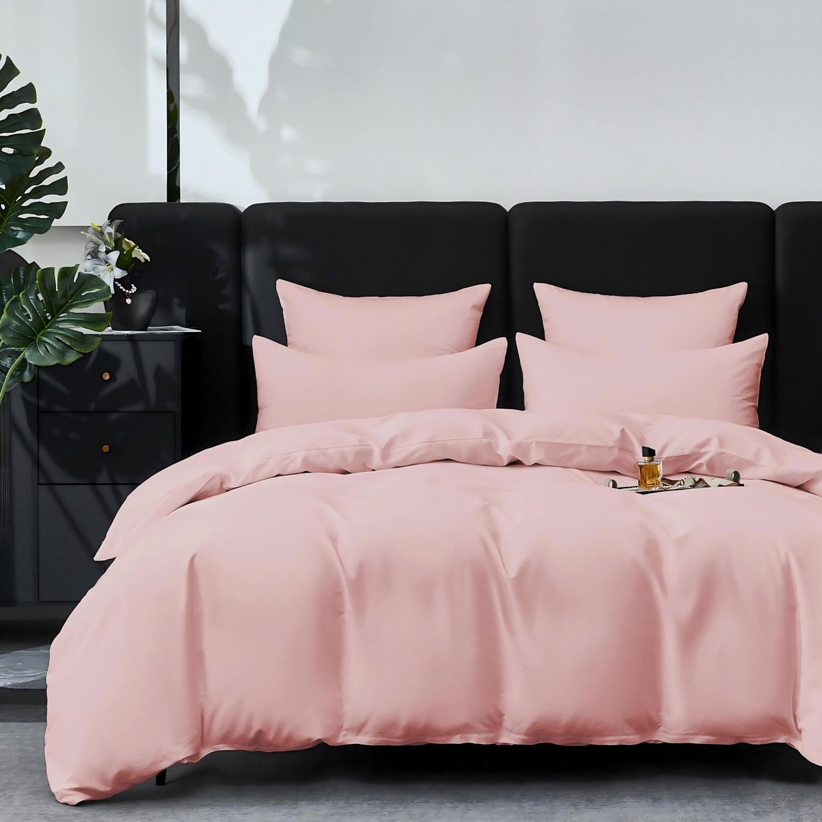 SnelShoppen - Satijnen Beddengoedset 3-delig, 220 x 240 cm, Roze, 100% Langvezelig Katoen, Verkoelend, Zijdeachtig, Ademend, met Ritssluiting en 2 Kus