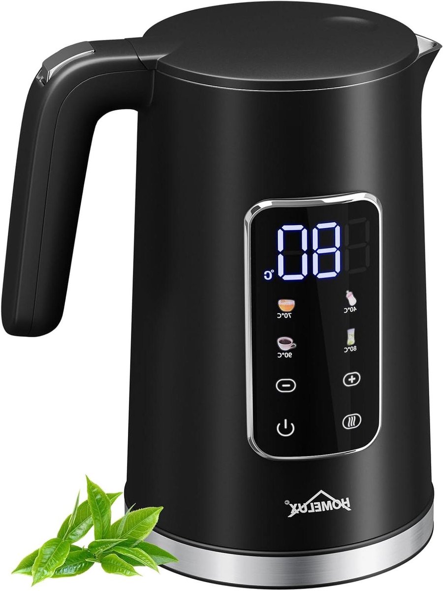 Waterkoker Temperatuurregeling - Theeketel RVS - Dranken Bereiden - Dubbelwandig Geïsoleerd - 1.7 Liter - Zwart