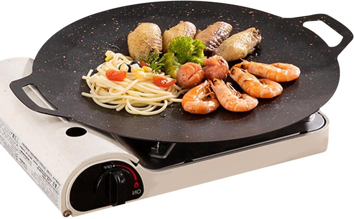Koreaanse Grillpan - Bakplaat Inductie - Buiten Koken - Antiaanbaklaag - 28 cm - Zwart