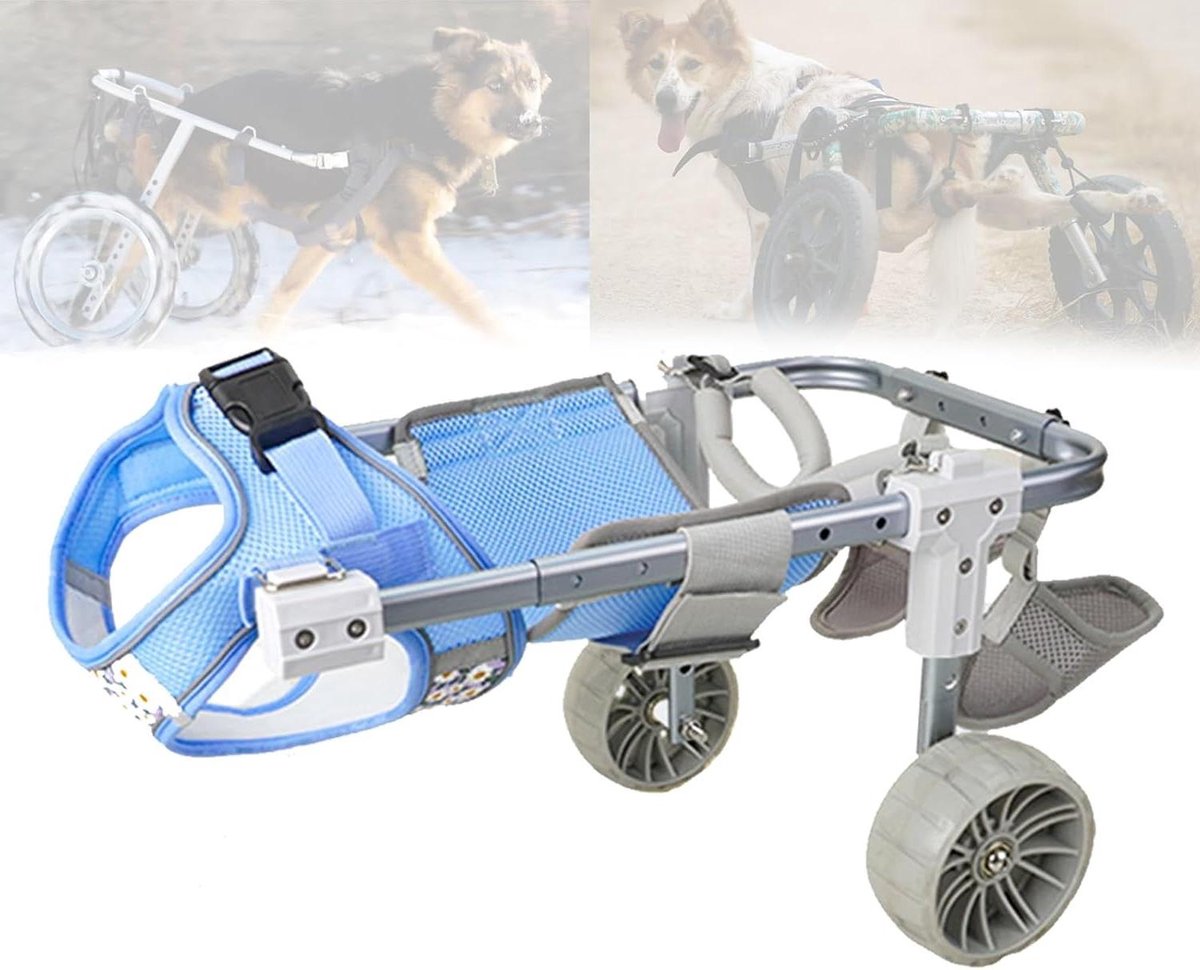 Hondenrolstoel Achterpoten - Hondenkar Mobiliteitshulp - Hond Lopen Ondersteunen - Verstelbaar Aluminium Frame - XS - Blauw