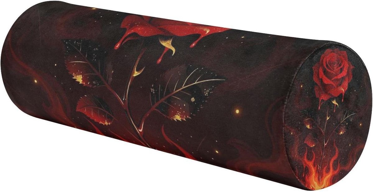 Cilinder Kussen - Steunrol Decoratief - Nek Ondersteuning - Traagschuim Vulling - 43 cm Lang - Donkerrood