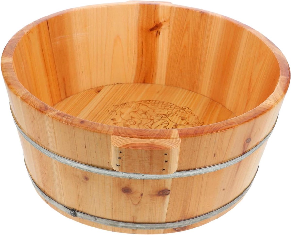 Houten Voetenbad - Voetenemmer Spa - Voetverzorging Ontspanning - Handgepolijst Interieur - 353 x 297 x 159 cm - Bruin