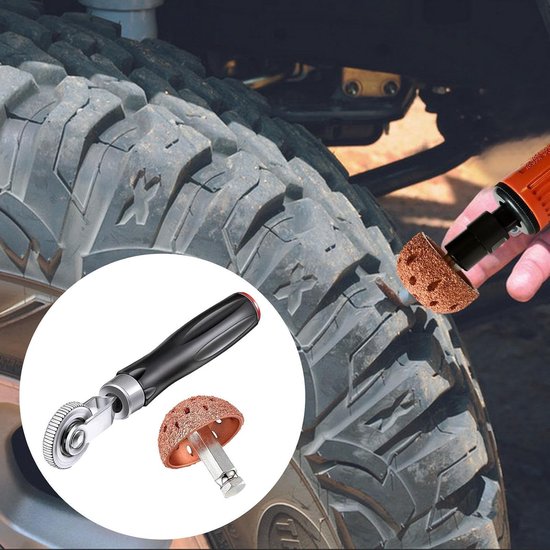 Bandenreparatieset - Bandenplakroller Polijstschijf - Bandenspuiten Repareren - Inclusief Slijpkop - 38 mm - Grijs — afbeelding 2