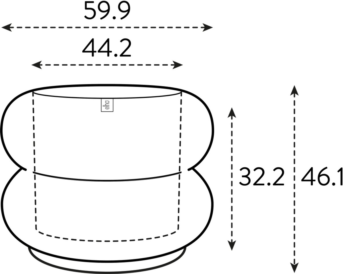 Elho Amber Roll Low 60 - Grand pot de fleurs intérieur et extérieur